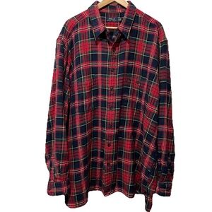 Polo Ralph Lauren Men’s 2XB Red & Blue Plaid Flannel Shirt Festive Holiday